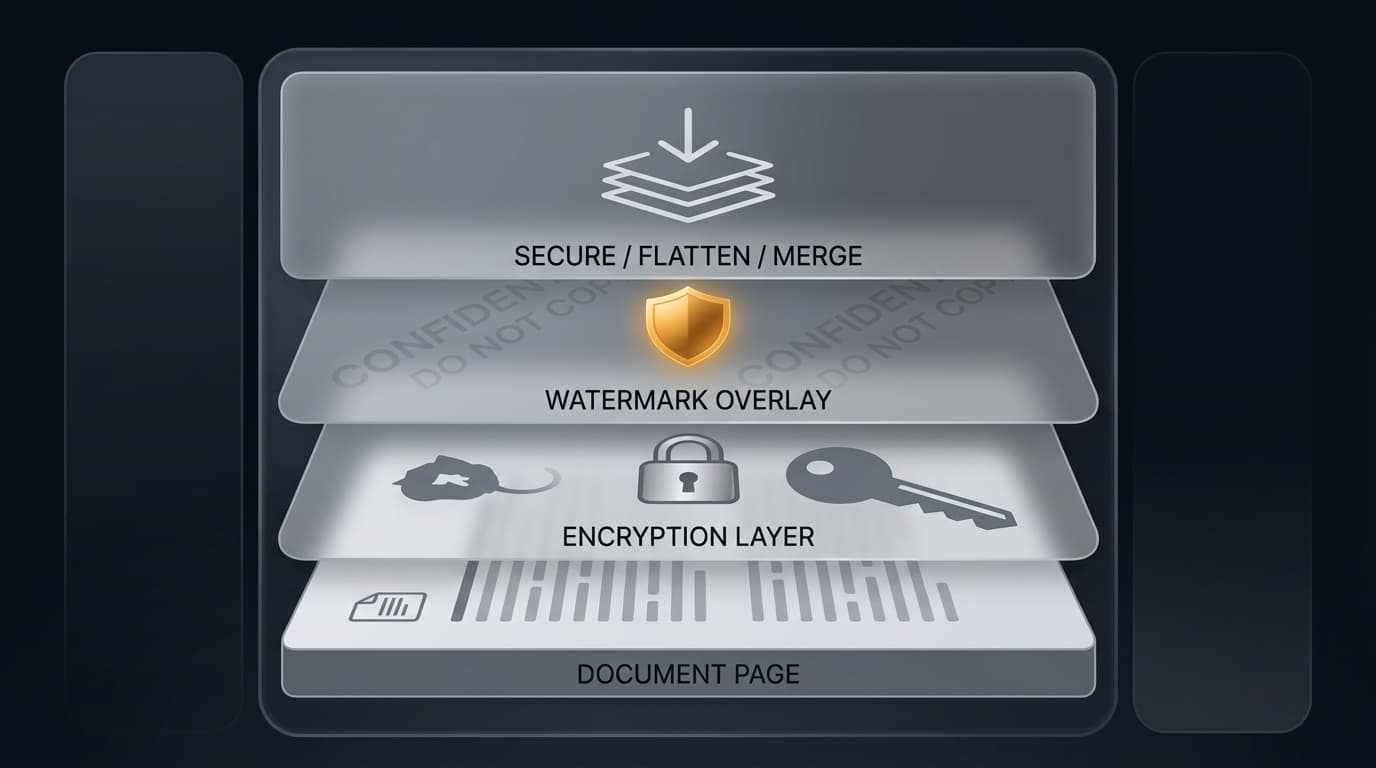 PDF Security Multi-Layer Pipeline Architecture: Document, Encryption, Watermark, Flatten